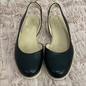SOUL Naturalizer Idea-Dorsey Black Slingback Flats, NWT